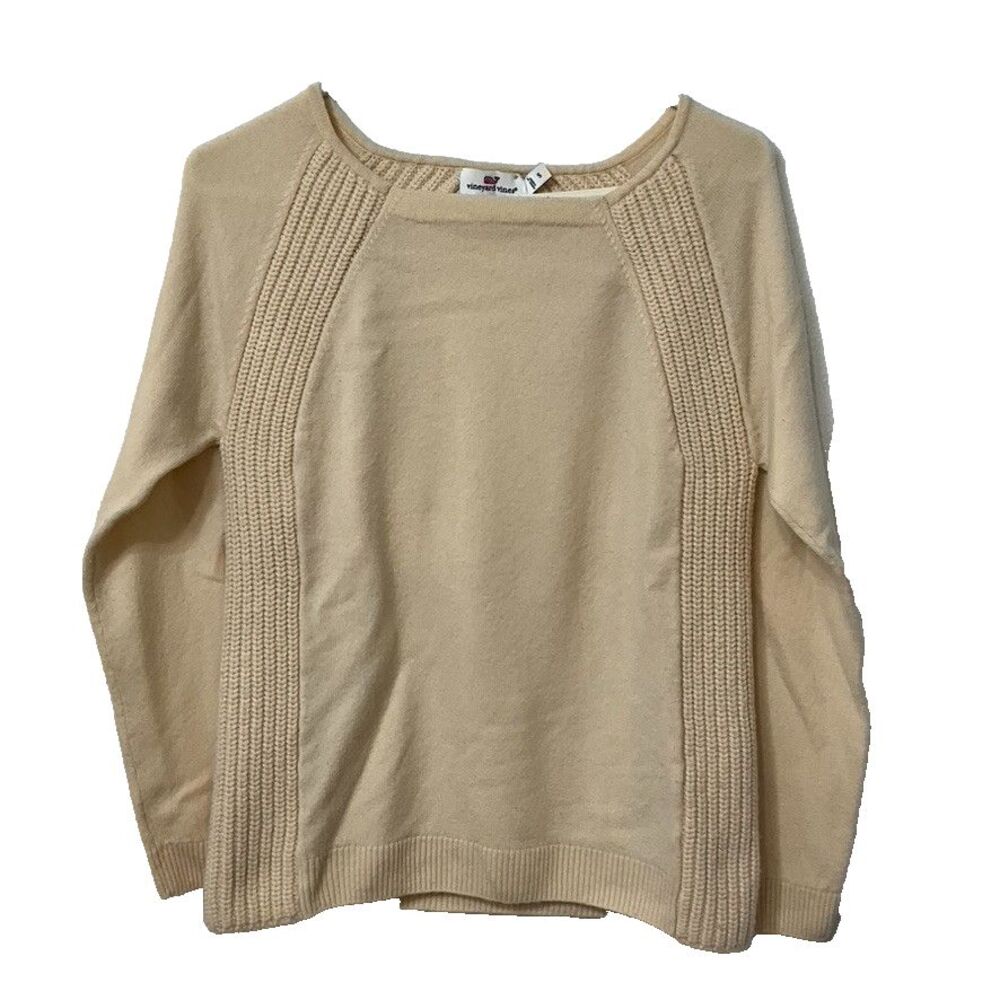 Vineyard Vines Women's Wool Cashmere Knit Square Neck Sweater Cream Small